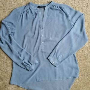 #165 Limited Blue Long Sleeve V-Neck Button Down